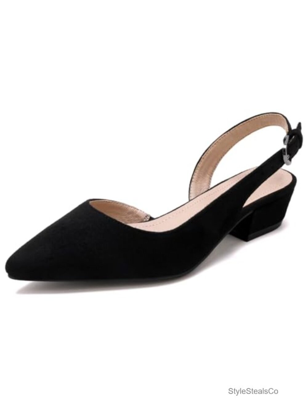 Women's Slingback Low Block Heel Pointed Toe Pumps Office Work